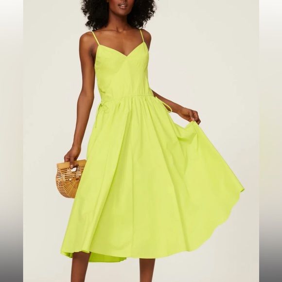 Jason Wu Dresses & Skirts - Jason Wu Neon Lime Spaghetti-Strap Midi Dress